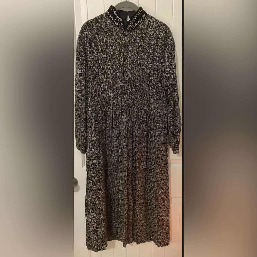 VTG Size 10 90s Dress Positive Attitude Black Prairie Cottagecore Vintage 90s